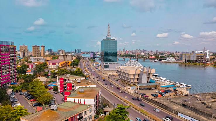 Aerial view of a major Nigerian city skyline